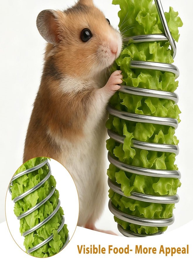 Hpmjz 2Pcs Rat Enrichment Toys Stainless Steel Bird Food Holder Rat Parrot Foraging Toy Hanging Rodent Toy Fruit Vegetable Holder Puzzle Toys Slow Feeder Parakeet Foraging Mice Cage Accessories - Image 4